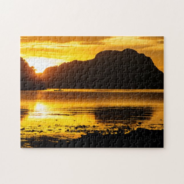 Golden Sunset Over Bay Jigsaw Puzzle (Horizontal)