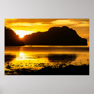 Golden Sunset Over Bay Poster