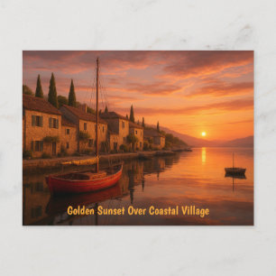 Golden Sunset Over Coastal Village Postcard