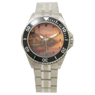 Golden Sunset Over Coastal Village Watch