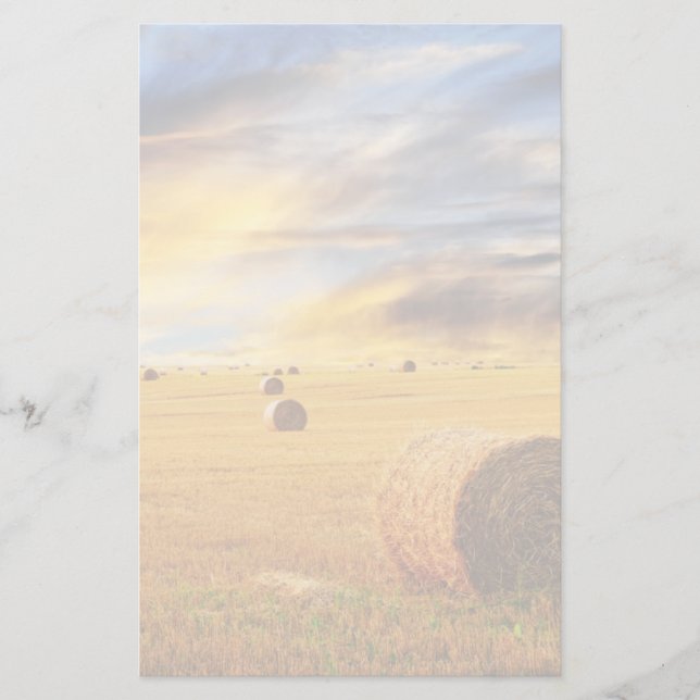 Golden Sunset Over Farm Field Stationery (Front)