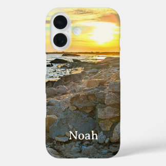 Golden Sunset Photo and Ocean during Dusk Name iPhone 16 Case