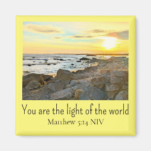 Golden Sunset Photo Bible Verse Yellow Magnet