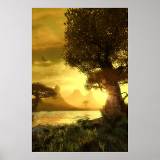 Golden sunset poster
