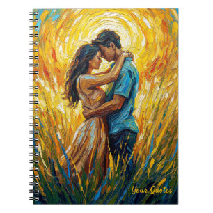 Golden Sunset Romance Oil Painting Notebook