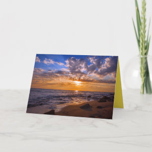 Golden Sunset Sandy Island Beach Card