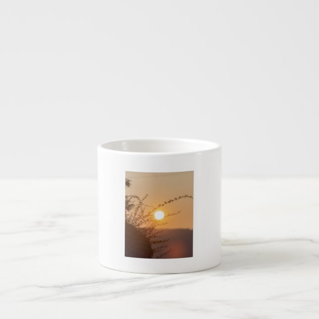 Golden Sunset Serenity – Nature Inspired Coffee Mu Espresso Cup (Front)