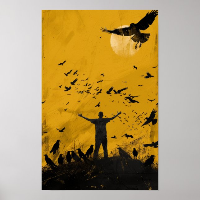 Golden Sunset Silhouette Poster (Front)