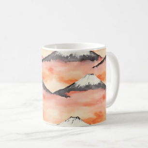 Golden Sunset Snow Mountain Watercolor Landscape Coffee Mug