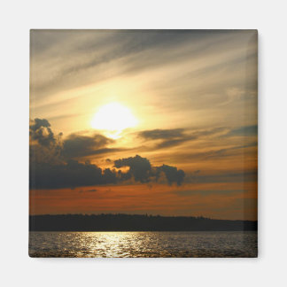 Golden Sunset square magnet
