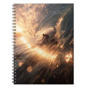 Golden Sunset Surf Wave Notebook