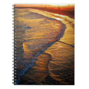 Golden Sunset Waves on the Beach Coastal Photo Notebook