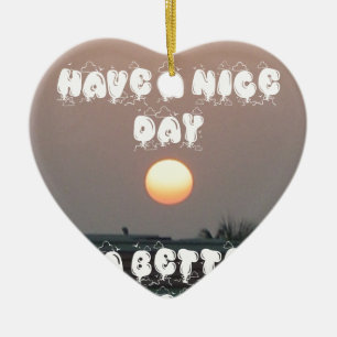 Golden Sunset with Have a Nice Day/Night Wishes Ceramic Tree Decoration
