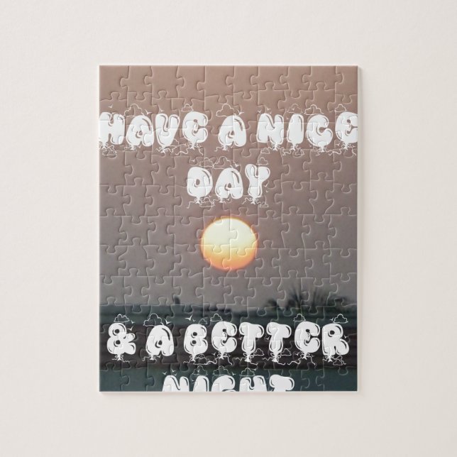 Golden Sunset with Have a Nice Day/Night Wishes Jigsaw Puzzle (Vertical)