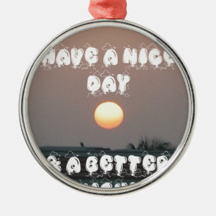 Golden Sunset with Have a Nice Day/Night Wishes Metal Tree Decoration