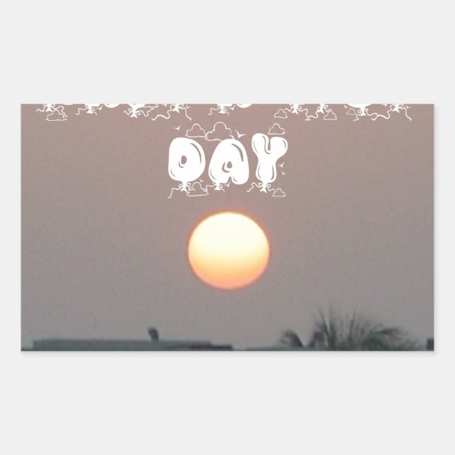 Golden Sunset with Have a Nice Day/Night Wishes Rectangular Sticker (Front)