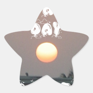 Golden Sunset with Have a Nice Day/Night Wishes Star Sticker