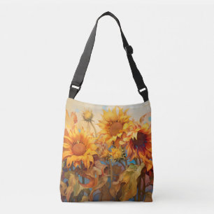 Golden Sunshine Blossom Bouquet Crossbody Bag