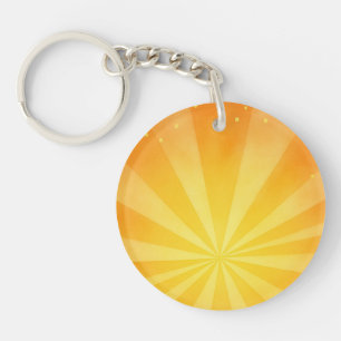 Golden Sunshine Rays – Bright Orange Sunburst Back Key Ring