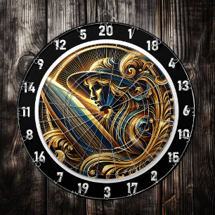 Golden Surfer Sunset Glow Artwork Dartboard