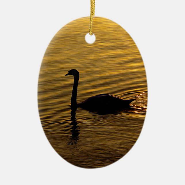 Golden Swan Ceramic Ornament (Front)