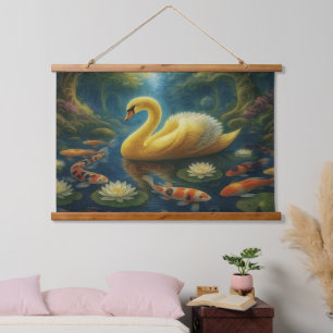 Golden Swan  Hanging Tapestry