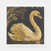 Golden Swan on a Midnight Pond