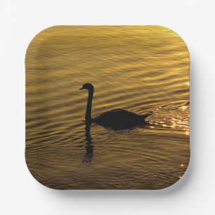Golden Swan Paper Plate