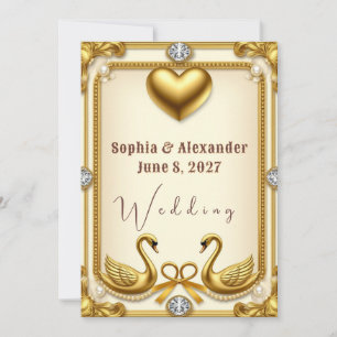 Golden Swan Pearl Wedding Celebration Invitation