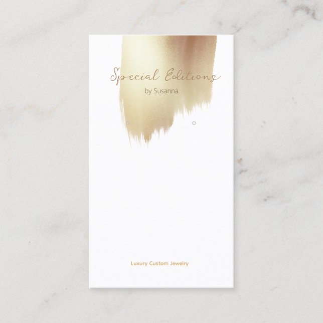 Golden Swash Logo Earring Display Business Card (Front)