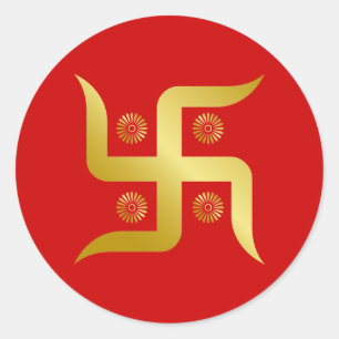 Golden Swastika Classic Round Sticker