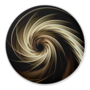 Golden Swirl Across Black  Ceramic Knob