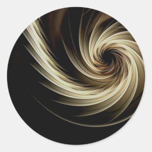 Golden Swirl Across Black Classic Round Sticker