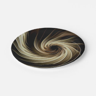 Golden Swirl Across Black Paper Plate