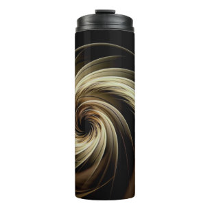 Golden Swirl Across Black  Thermal Tumbler