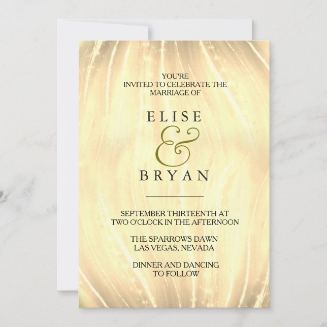Golden Swirl Simple Modern Typography Wedding Invitation (Front)