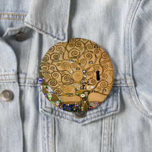 Golden Swirling Tree of Life Art Deco Symbolic  10 Cm Round Badge