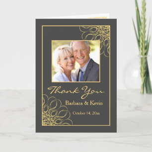 Golden swirls 50th Anniversary Thank You photo Card
