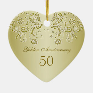 Golden swirls 50th Wedding Anniversary Ornament
