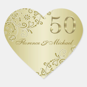Golden swirls 50th Wedding Anniversary Sticker