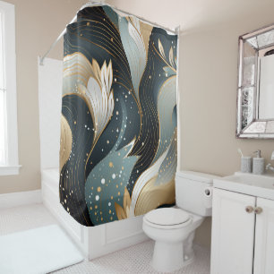 Golden Swirls and Intricate Patterns Shower Curtai Curtain