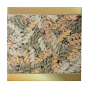Golden Swirly Pasta Noodles Tile