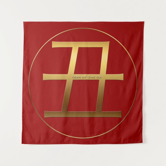 Golden Symbol Ox Chinese New Year 2021 Tapestry (Front)