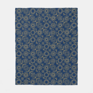 Golden Symbols Pattern 12.bw Black BG Fleece Blanket
