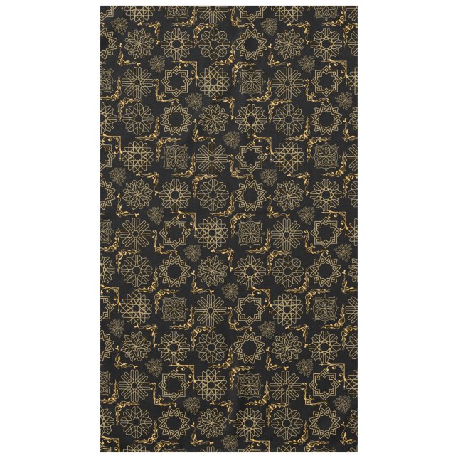 Golden Symbols Pattern 12.bw Black BG Tablecloth (Front)