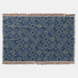 Golden Symbols Pattern 12.bw Black BG Throw Blanket