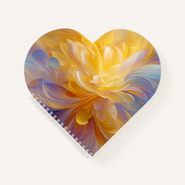 Golden Symphony of Blooming Abstract Petals Notebook (Front)
