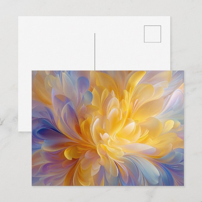 Golden Symphony of Blooming Abstract Petals Postcard (Front/Back)