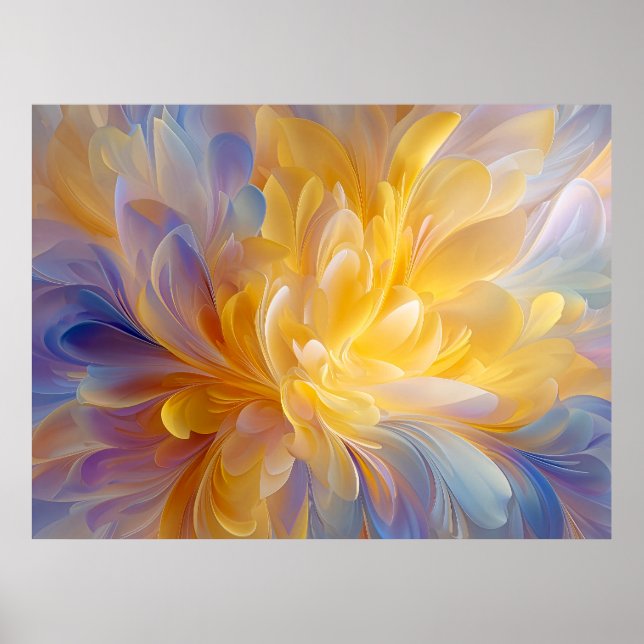 Golden Symphony of Blooming Abstract Petals Poster (Front)
