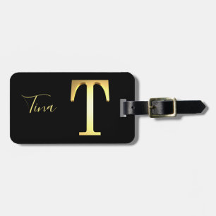 Golden T name Luggage Tag
